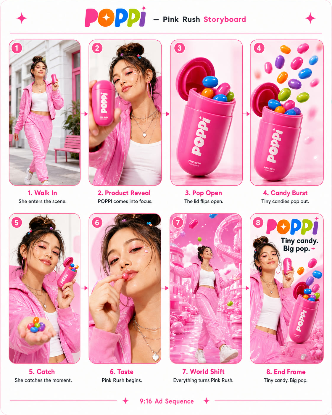 Eight-step Pink Rush storyboard