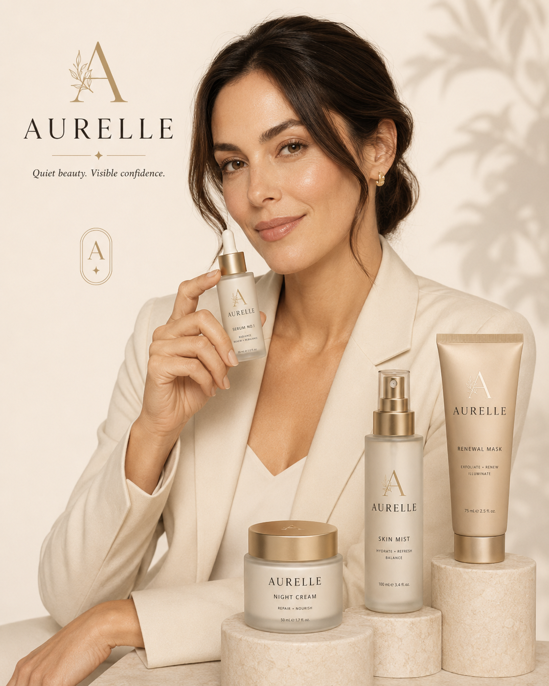 Aurelle cover — model with the collection