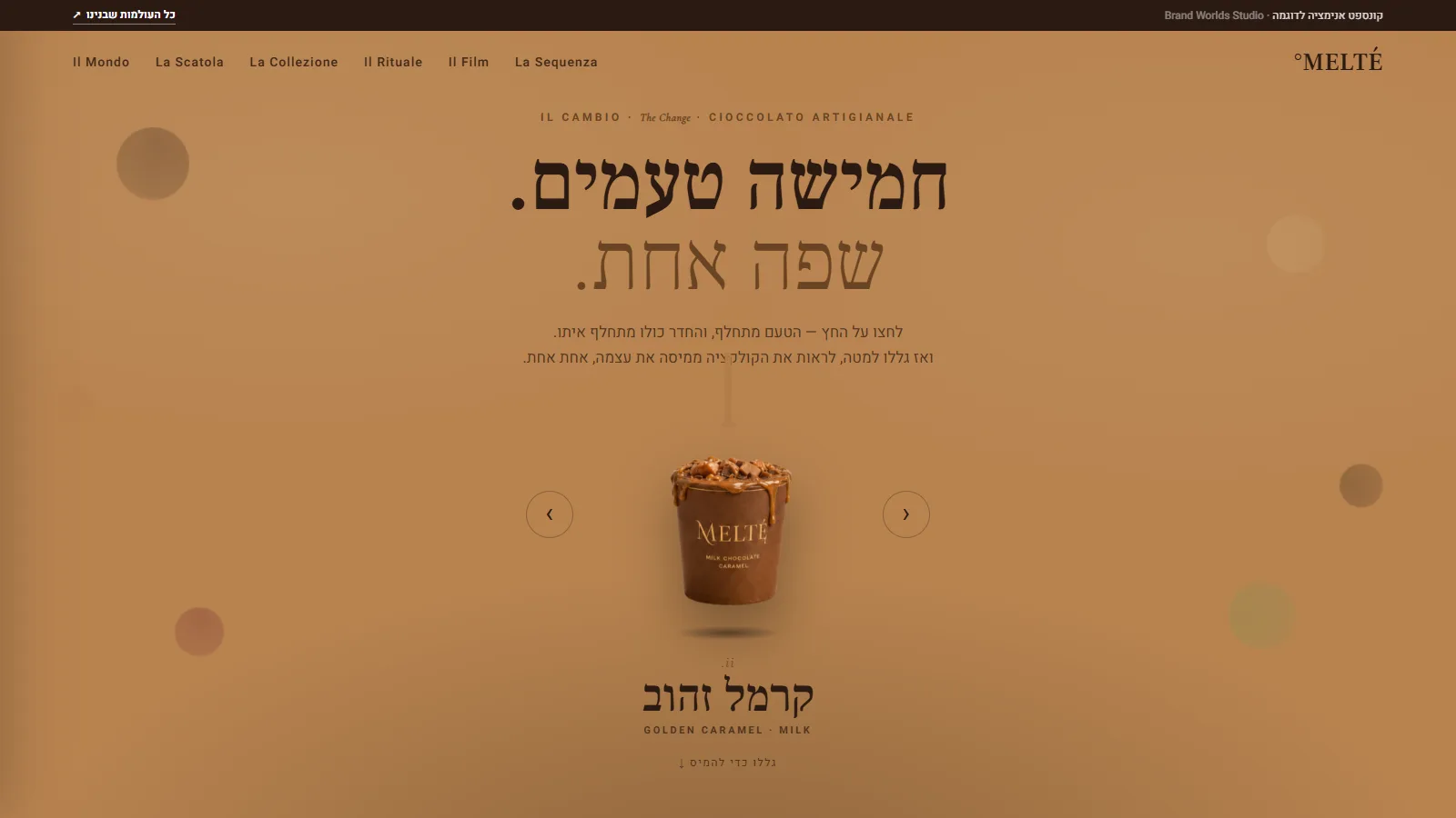 Il Cambio: החדר של קרמל זהוב, אותה כוס במרכז, אותו שם מתחתיה