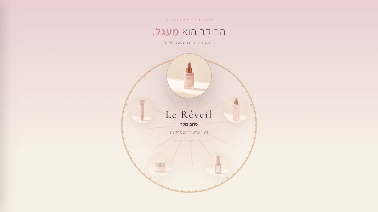 Le Cadran de l'Aube ב-06:15: Le Réveil סרום בוקר בעמדת המיקוד, השמיים מתבהרים