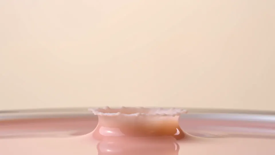 La Goutte, פריים 30: הטיפה פוגעת בנוזל ומרימה כתר