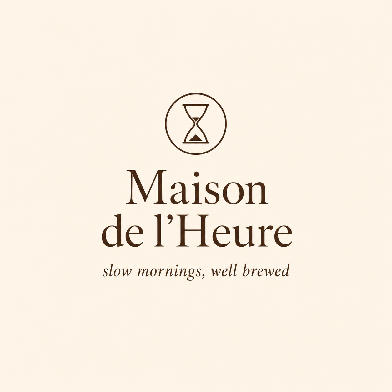 Maison de l'Heure logomark — hourglass within a circular seal