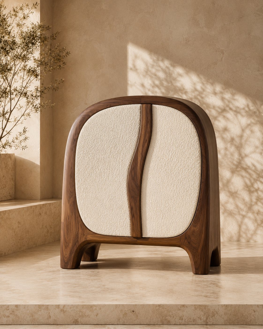 Sculptural bouclé armchair