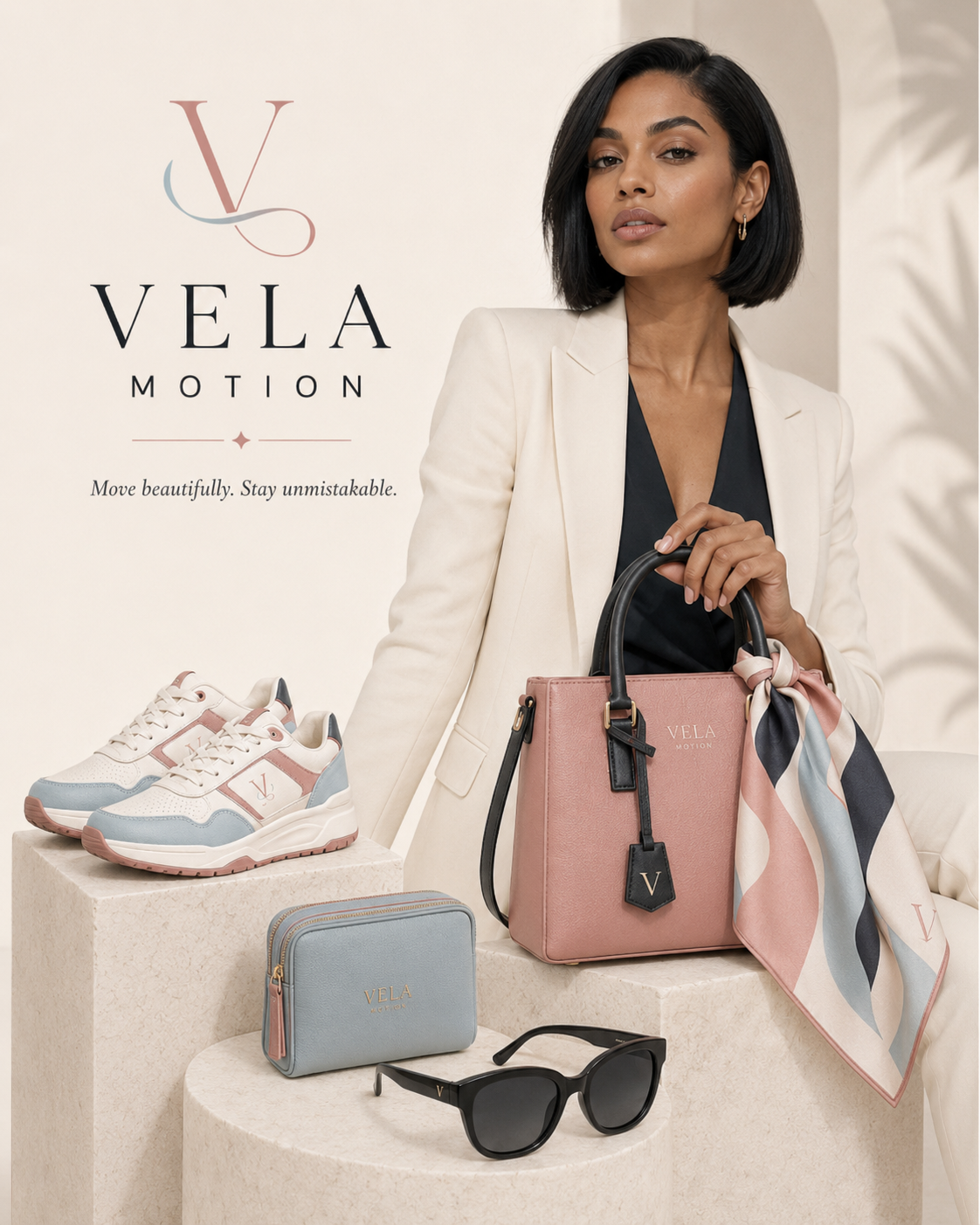 VELA MOTION cover — model with the collection
